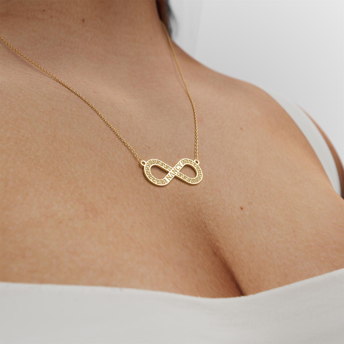 Personalized Greek Key Infinity Name Necklace