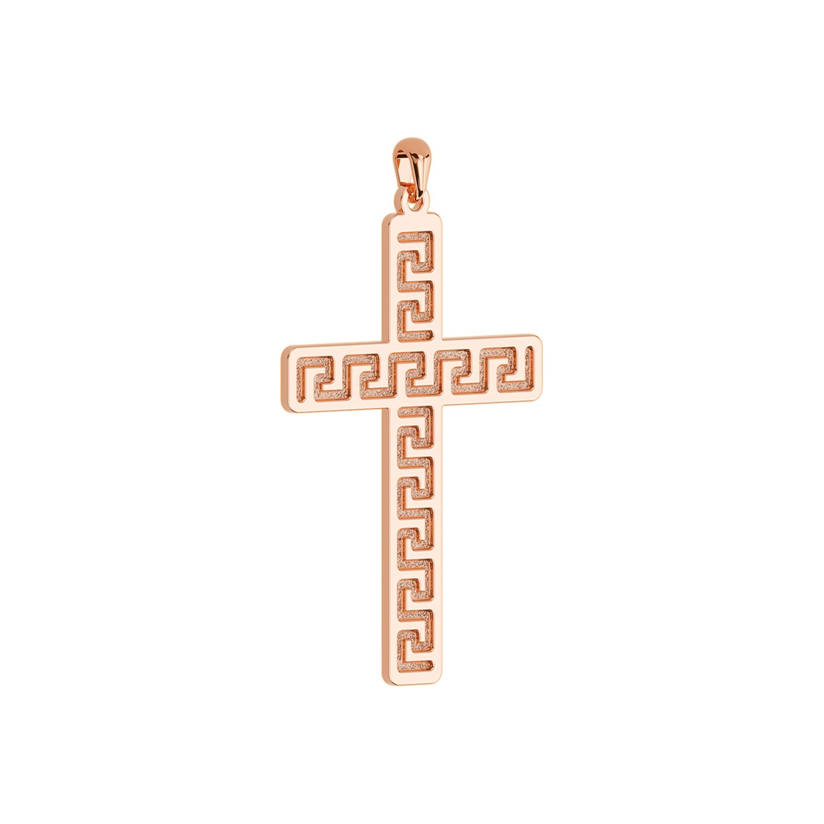 Greek Key Engraved Cross Pendant