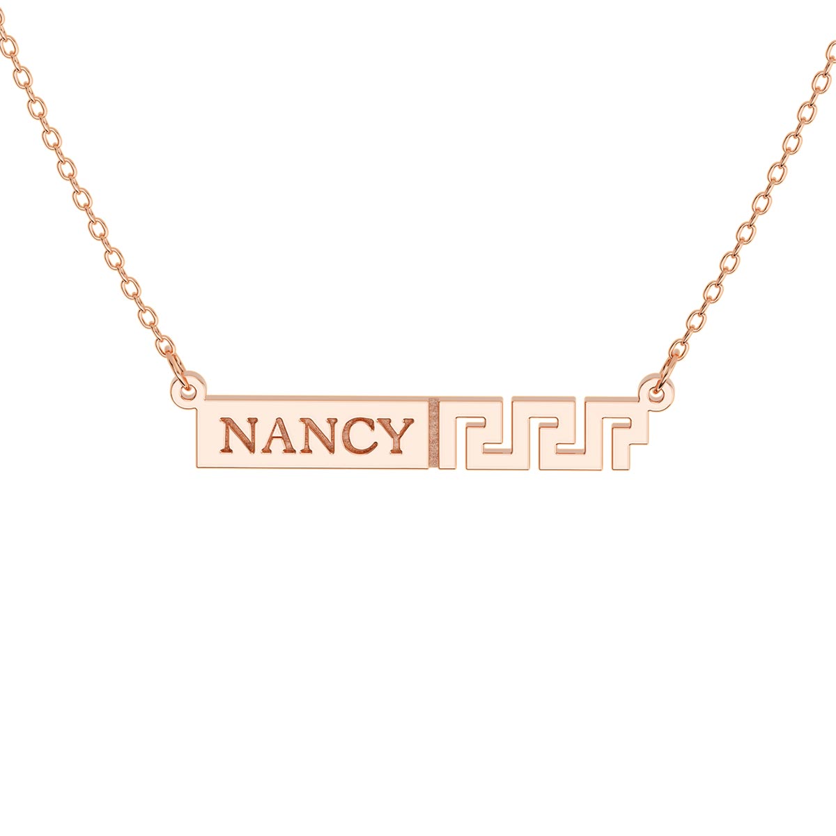 Personalized Greek Key Bar Name Necklace