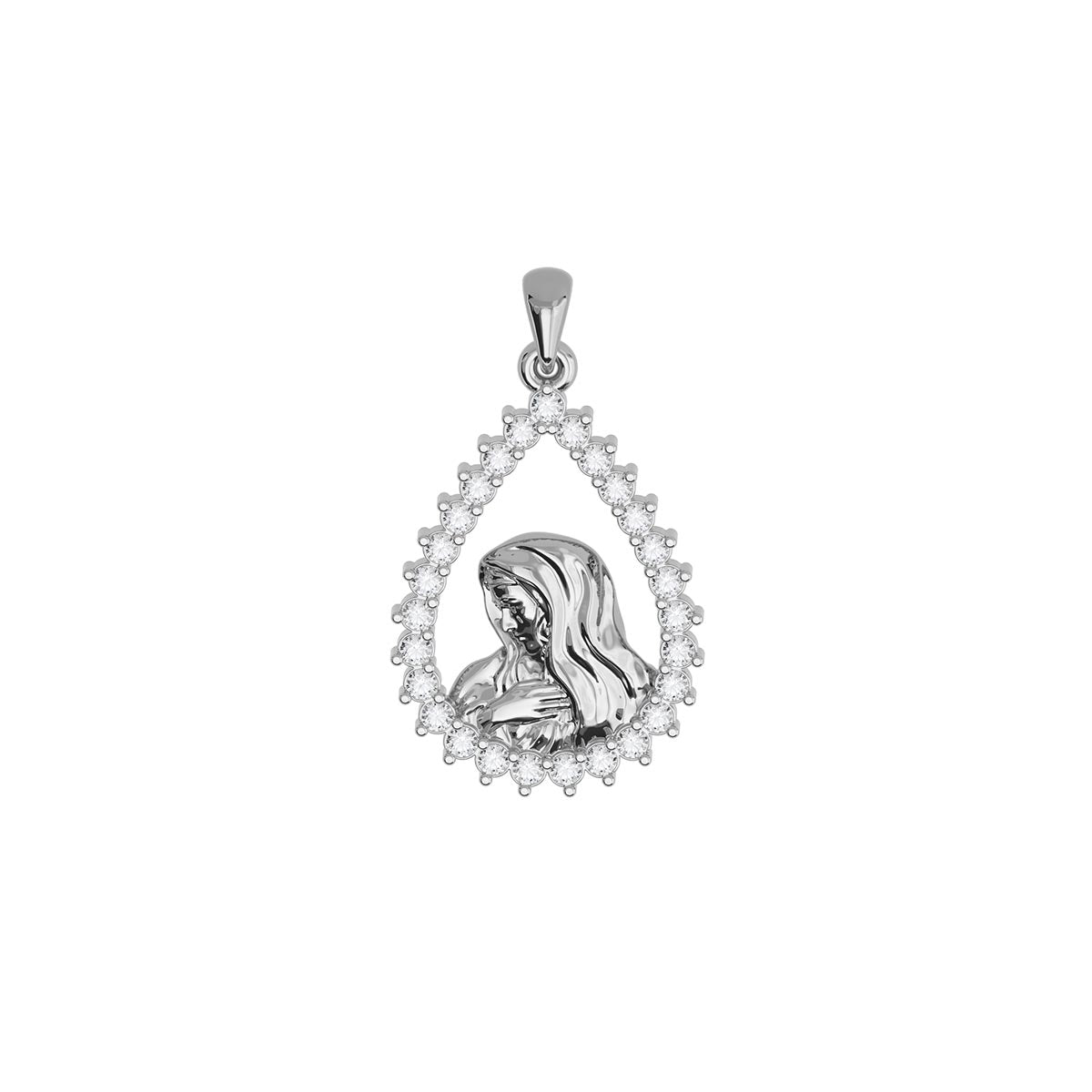Virgin Mary Pavé Pear Shape Necklace – Stakora