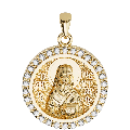 Saint Nectarios of Aegina Sculpted Small Pavé Round Medal