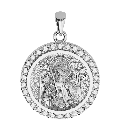 Saint Michael the Archangel Sculpted Small Pavé Round Medal