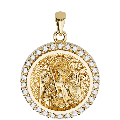 Saint Michael the Archangel Sculpted Small Pavé Round Medal