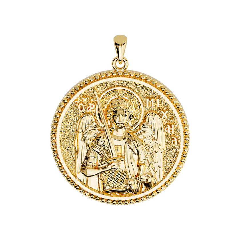 Saint Michael the Archangel Orthodox Icon Sculpted Round Medal