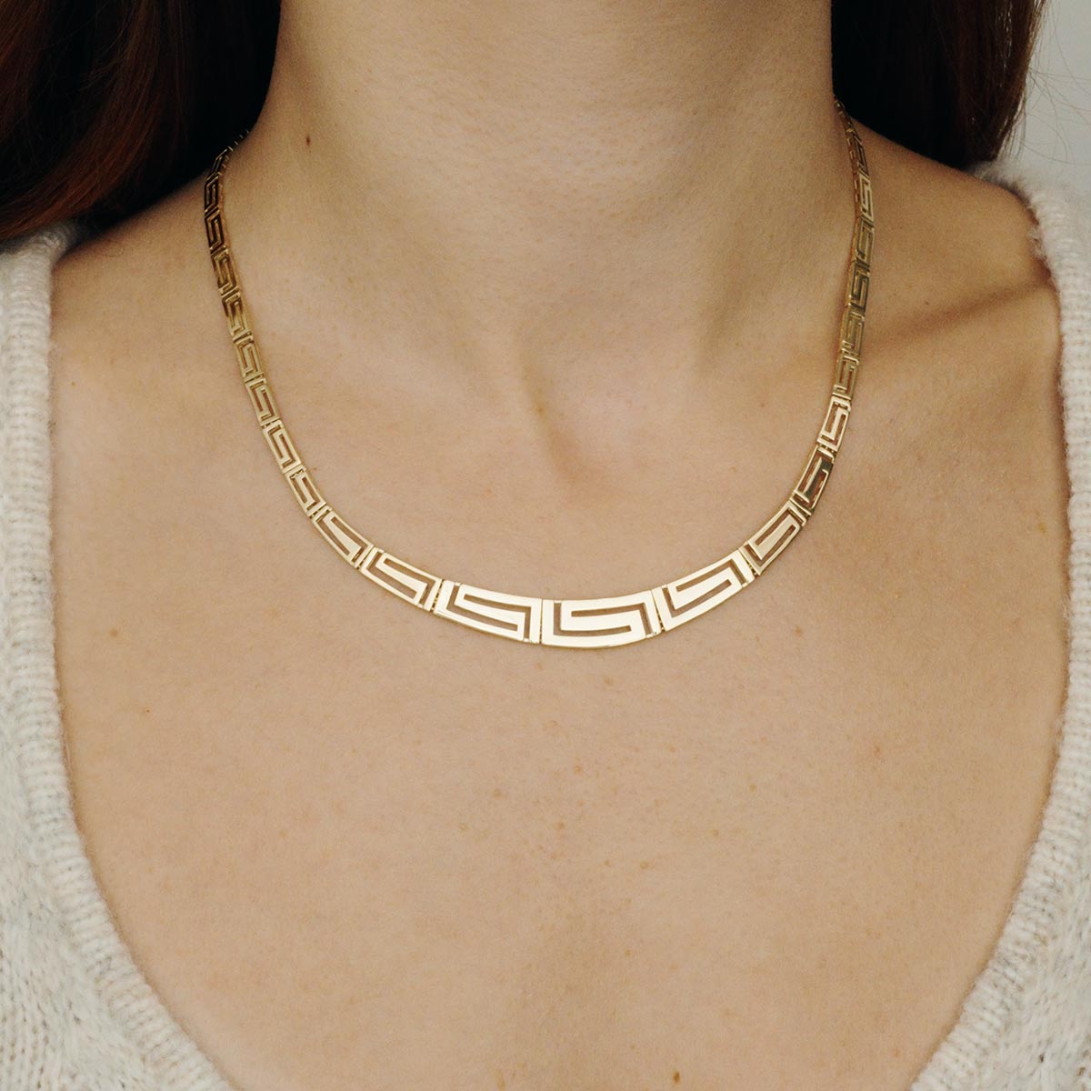 Graduated Greek Key Link Necklace – Stakora