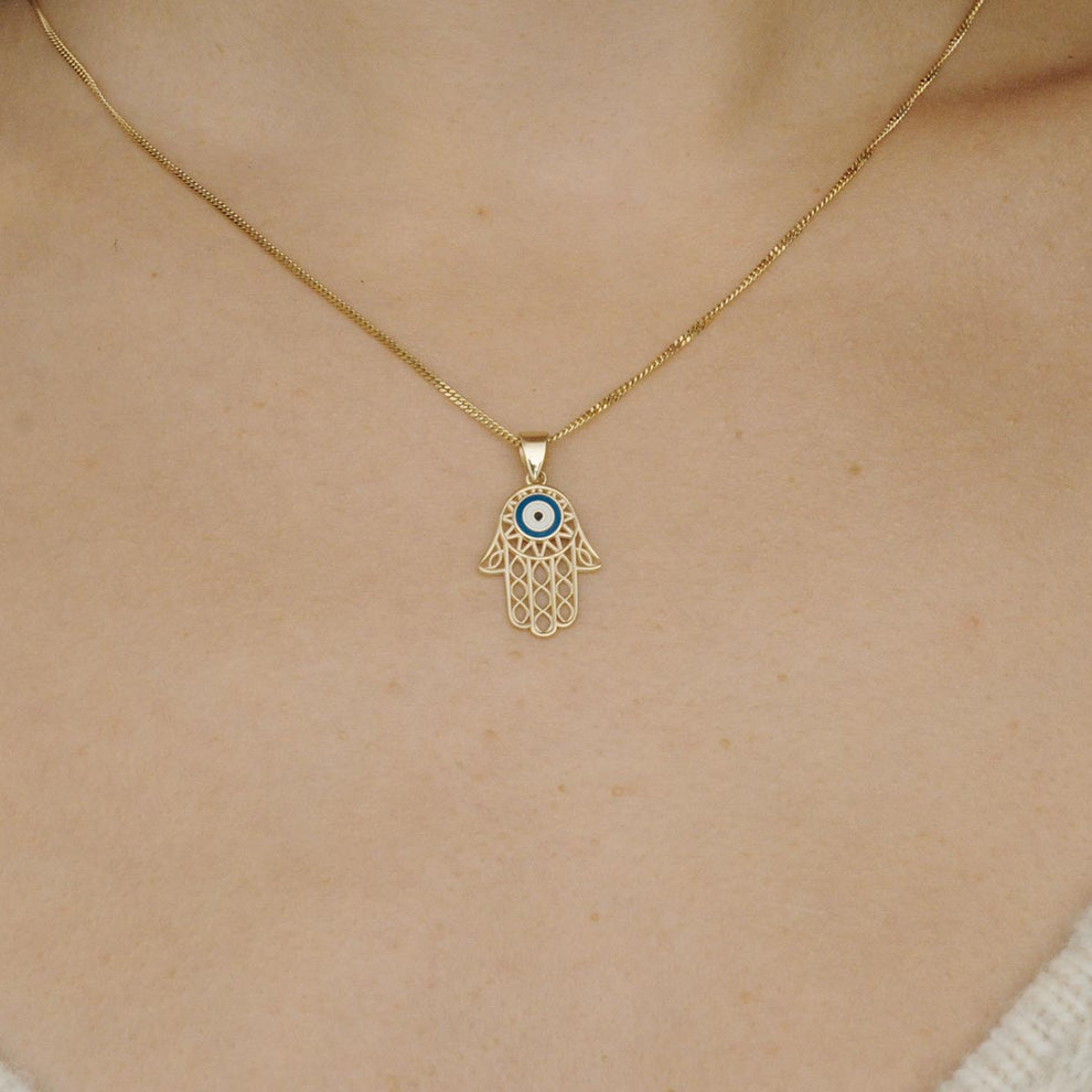 Hamsa Hand Evil Eye Enamel Pendant – Stakora, image size:990x990