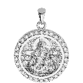 Christ the Good Shepherd Orthodox Icon Sculpted Small Pavé Round Medal