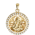 Christ the Good Shepherd Orthodox Icon Sculpted Small Pavé Round Medal