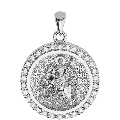 Saint Demetrios (Demetrius) Orthodox Icon Sculpted Small Pavé Round Medal