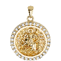 Saint Demetrios (Demetrius) Orthodox Icon Sculpted Small Pavé Round Medal