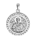 Saint Phanourios (Fanourios) Orthodox Icon Sculpted Small Pavé Round Medal
