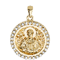 Saint Phanourios (Fanourios) Orthodox Icon Sculpted Small Pavé Round Medal