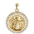 Saint Constantine (Konstantinos) the Great Orthodox Icon Sculpted Small Pavé Round Medal