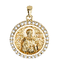 Saint Peter (Petros) the Apostle Orthodox Icon Sculpted Small Pavé Round Medal