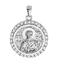 Saint Basil (Vasileios) the Great Orthodox Icon Sculpted Small Pavé Round Medal