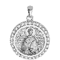Saint John (Ioannis) Chrysostom Orthodox Icon Sculpted Small Pavé Round Medal