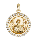 Saint Athanasius the Great Orthodox Icon Sculpted Small Pavé Round Medal