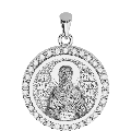 Saint Anthony the Great Orthodox Icon Sculpted Small Pavé Round Medal