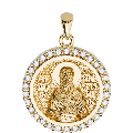 Saint Anthony the Great Orthodox Icon Sculpted Small Pavé Round Medal