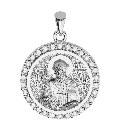 Saint Spyridon Orthodox Icon Sculpted Small Pavé Round Medal