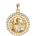 Saint Spyridon Orthodox Icon Sculpted Small Pavé Round Medal
