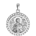 Saint Barbara Orthodox Icon Sculpted Small Pavé Round Medal
