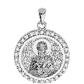 Saint Paraskevi Orthodox Icon Sculpted Small Pavé Round Medal