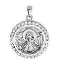 Our Lady of the Sign (Panagia Platytera) Orthodox Icon Sculpted Small Pavé Round Medal
