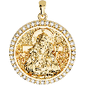 Christ the Good Shepherd Orthodox Icon Sculpted Medium Pavé Round Medal
