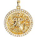 Saint Demetrios (Demetrius) Orthodox Icon Sculpted Medium Pavé Round Medal