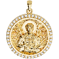 Saint Phanourios (Fanourios) Orthodox Icon Sculpted Medium Pavé Round Medal