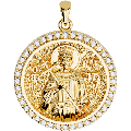 Saint Constantine (Konstantinos) the Great Orthodox Icon Sculpted Medium Pavé Round Medal