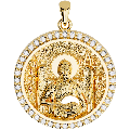 Saint John (Ioannis) the Baptist Orthodox Icon Sculpted Medium Pavé Round Medal
