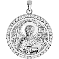 Saint Basil (Vasileios) the Great Orthodox Icon Sculpted Medium Pavé Round Medal