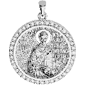 Saint John (Ioannis) Chrysostom Orthodox Icon Sculpted Medium Pavé Round Medal