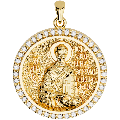 Saint John (Ioannis) Chrysostom Orthodox Icon Sculpted Medium Pavé Round Medal