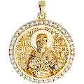 Saint Anthony the Great Orthodox Icon Sculpted Medium Pavé Round Medal