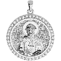 Saint Spyridon Orthodox Icon Sculpted Medium Pavé Round Medal