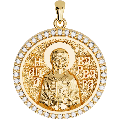 Saint Barbara Orthodox Icon Sculpted Medium Pavé Round Medal