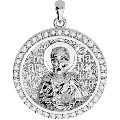 Saint Paraskevi Orthodox Icon Sculpted Medium Pavé Round Medal