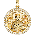 Saint Paraskevi Orthodox Icon Sculpted Medium Pavé Round Medal