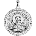 Our Lady of the Sign (Panagia Platytera) Orthodox Icon Sculpted Medium Pavé Round Medal