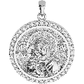 Virgin Mary Panagia Theotokos Orthodox Icon Sculpted Medium Pavé Round Medal