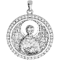Saint Nicholas Orthodox Icon Sculpted Medium Pavé Round Medal