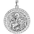 Saint George (Georgios) And the Dragon Orthodox Icon Sculpted Medium Pavé Round Medal
