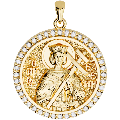 Saint Helen (Eleni) Orthodox Icon Sculpted Medium Pavé Round Medal