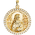 Saint Nectarios of Aegina Orthodox Icon Sculpted Medium Pavé Round Medal