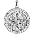 Saint Catherine (Katherine) Orthodox Icon Sculpted Medium Pavé Round Medal
