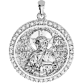 Christ Pantocrator Orthodox Icon Sculpted Medium Pavé Round Medal