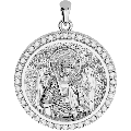 Saint Michael the Archangel Orthodox Icon Sculpted Medium Pavé Round Medal
